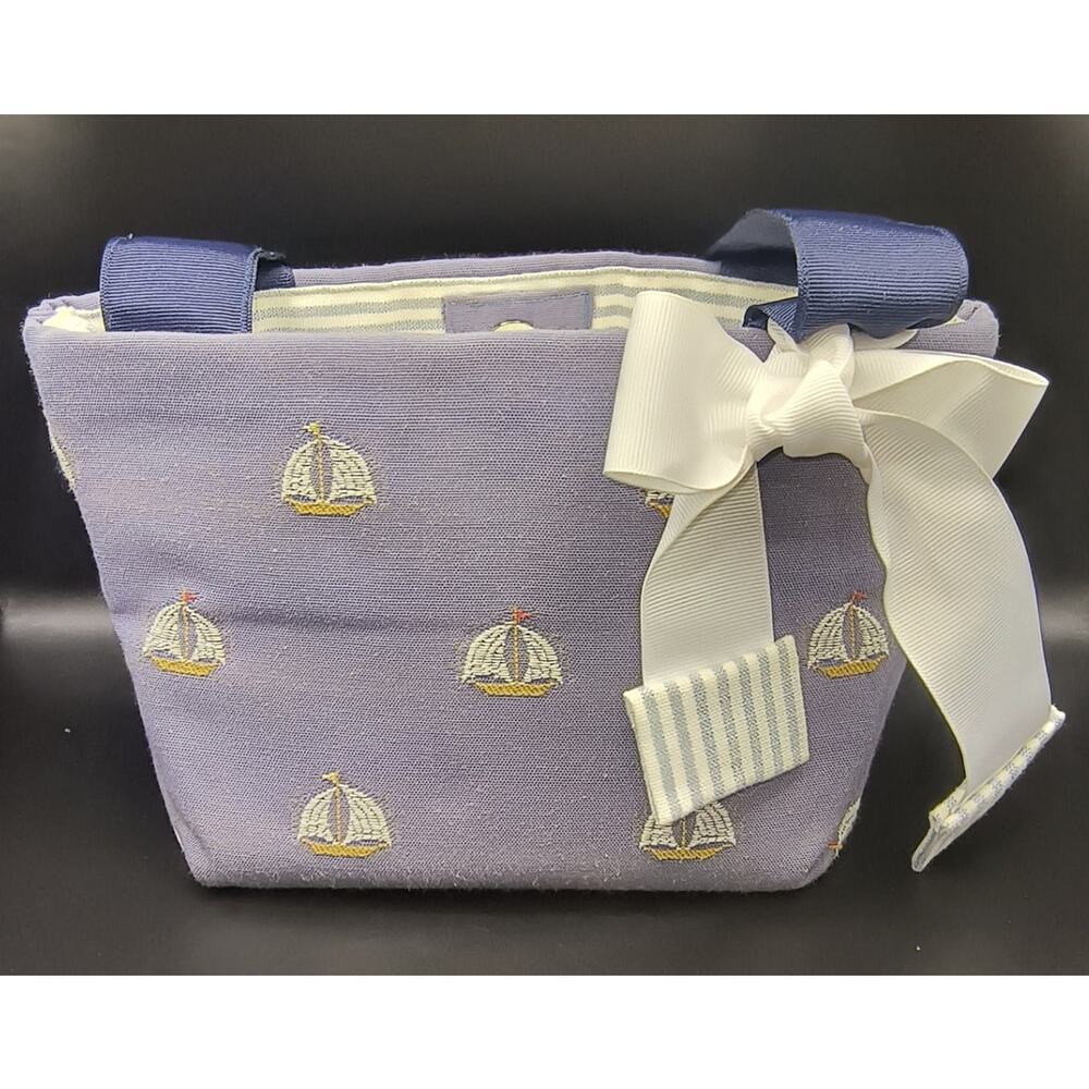 Nautical Embroidered Sailboat Bag - Handmade, Ribbon Detail
